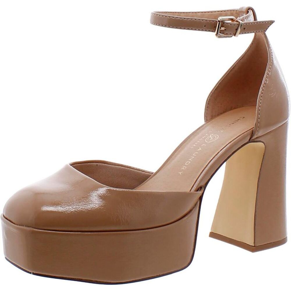 Chinese Laundry Tan Platform Ankle Strap Block Heel Pumps